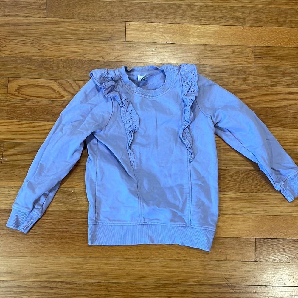 Hanna Andersson 120cm/ 6-7 , purple ruffle detail sweatshirt
